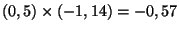 $ (0,5)\times(-1,14) = -0,57$